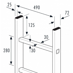HAILO Fastmonteret facadestige alu med rygbjle - 5600 mm/20 trin (6047201)