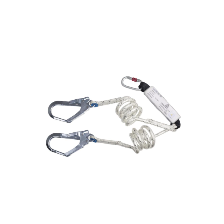 Falddmpningsline reb dobbelt AN218S200CDD med karabin og to kroge - 2 m