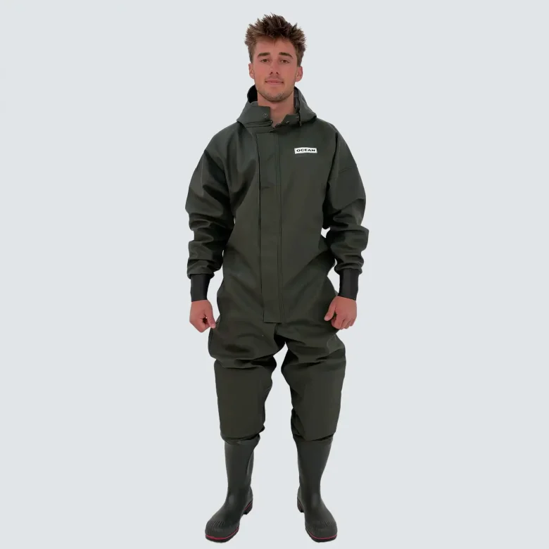 Heldragt Heavy Duty med  PVC handsker (gr�n) og Leisure gummist�vler - str. 46