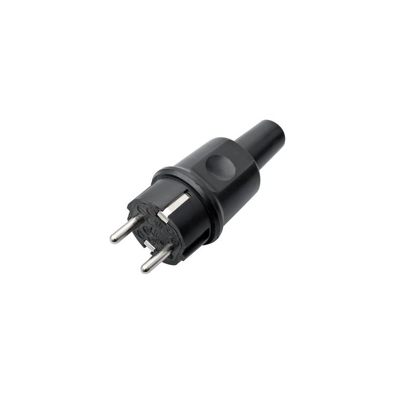 Stikprop - Schuko slagfast sort 230V