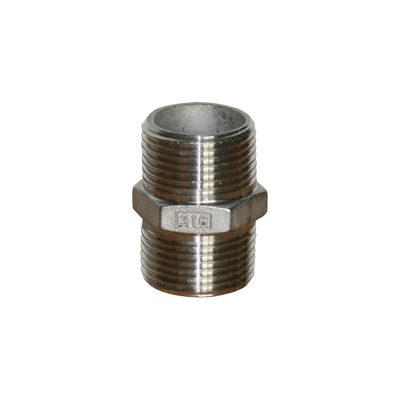1/4 x 1/4" brystnippel - rustfri st�l 316