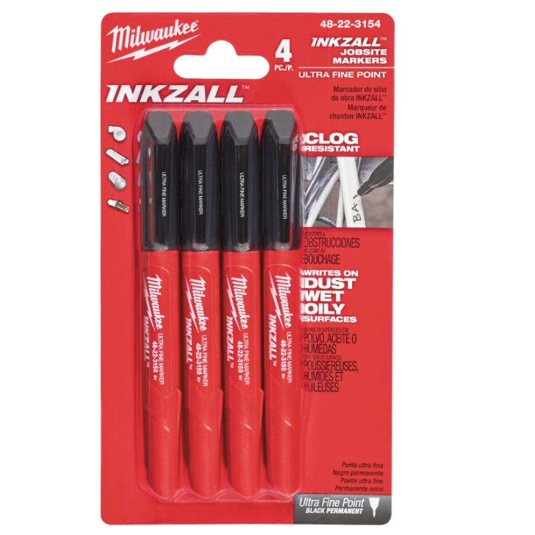 Milwaukee Inkazall Permanent Marker Spids S�t 4pk (48223154)
