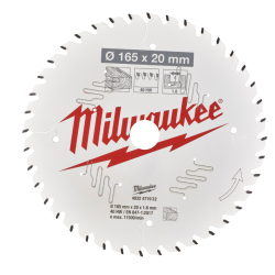 Milwaukee Rundsavklinge til tr 165 x 20 x 1,6 x  40 tnder (4932471932)