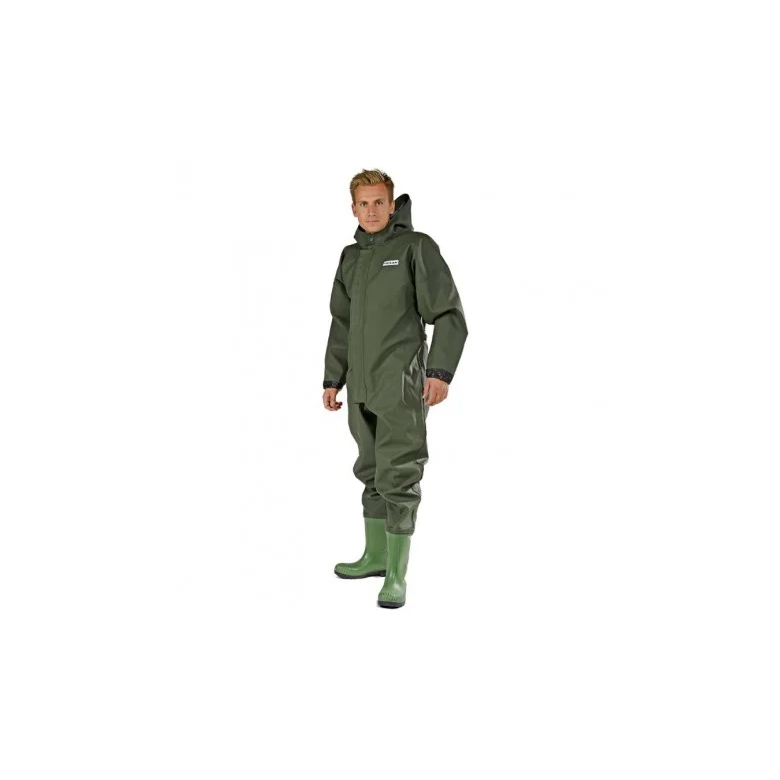 Heldragt Heavy Duty med S5 sikkerhedsgummistvler (grn) - str. 49