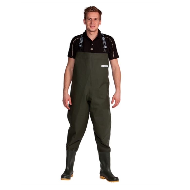 Waders i kraftigt materiale med S5 sikkerhedsst�vler 