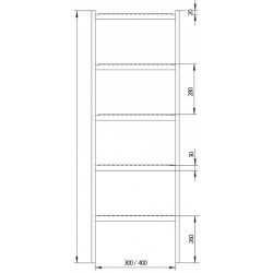 HAILO Skaktstige rustfrit stl - 400 x 1680 mm/6 trin (9634061)